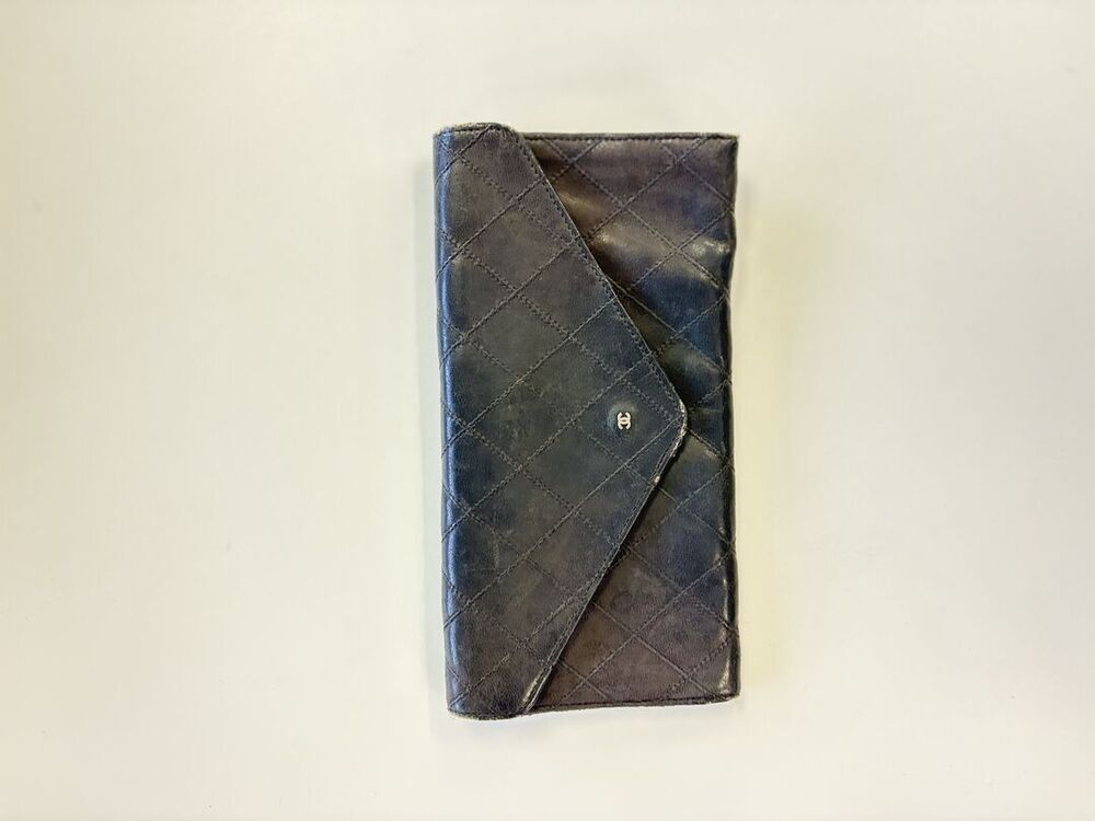 Chanel Black Quilted Lambskin Envelope Long Wallet